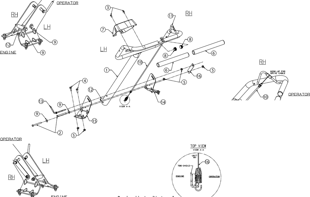 Handle Diagram and Parts List for RT35 (21A62M8710)(2017) Cub Cadet Tiller